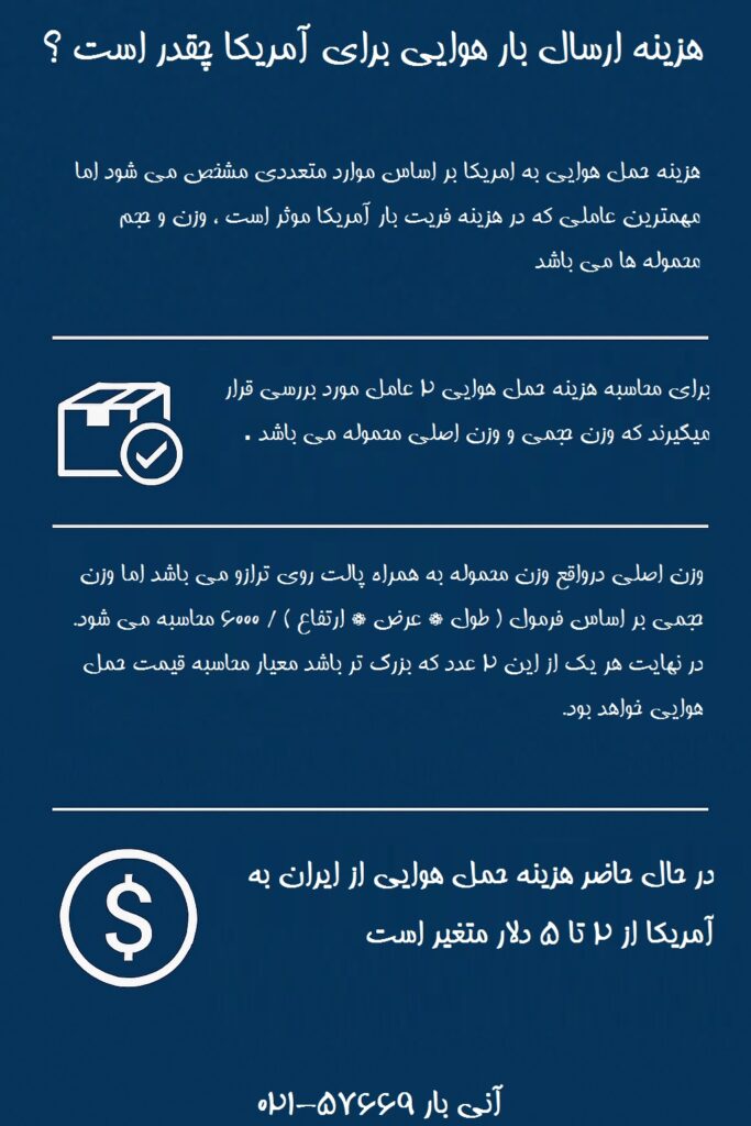 هزینه ارسال بار به آمریکا