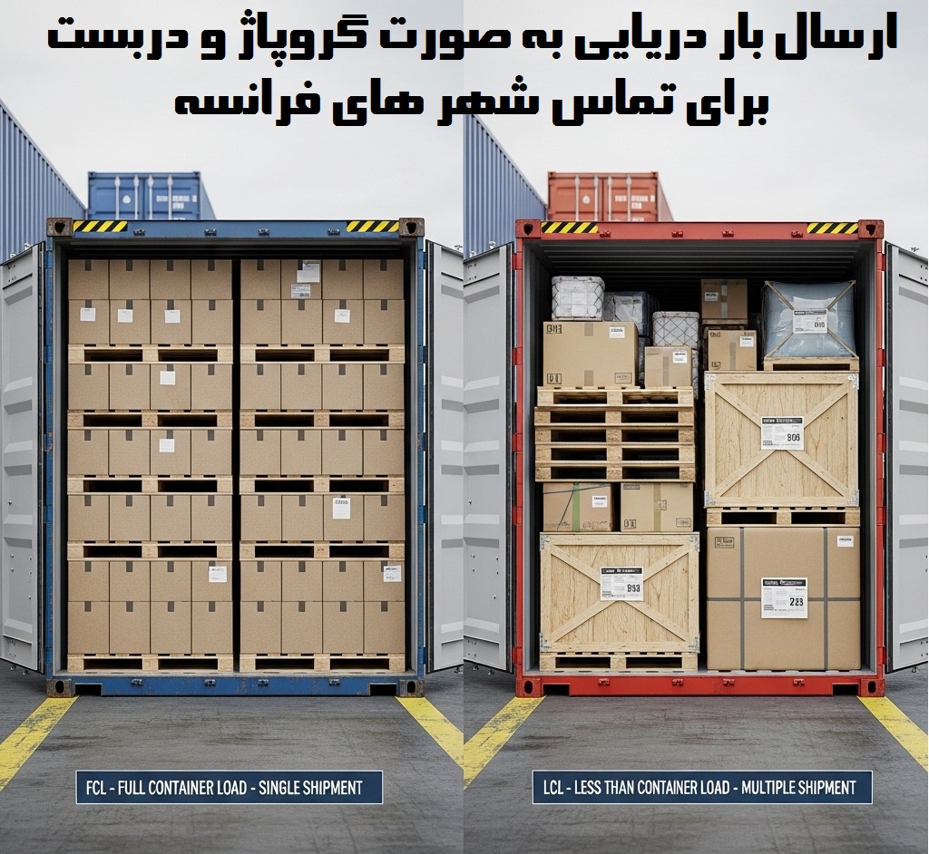 ارسال بار دریایی گروپاژ و دربستی به فرانسه