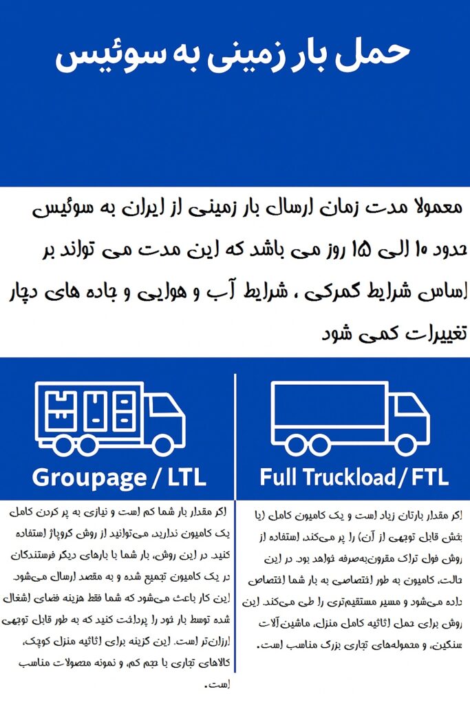 انواع حمل زمینی به سوئیس